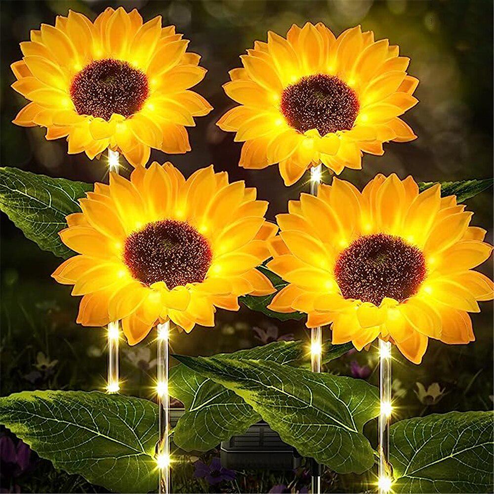 Hogni 4 Luci Solari Da Giardino A Girasole – 2 In 1 Picchetto/Appendi, Impermeabili IP67, Pannello Girevole 180°, Batteria 1000mAh, Decorazione Esterna - 5