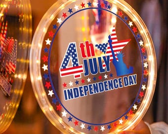Patriotiska stjärna LED-ljusslingor, röda vita blå, batteridrivna