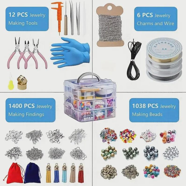2456pcs/box Jewelry Making DIY Kit, Jewelry Making Supplies Include ...