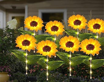 Solar Sunflower LED Glowing Pole - Pathway Courtyard Simulation Plant Lamp for Holiday Party & Landscape Decoration, WaterproofFloor Light