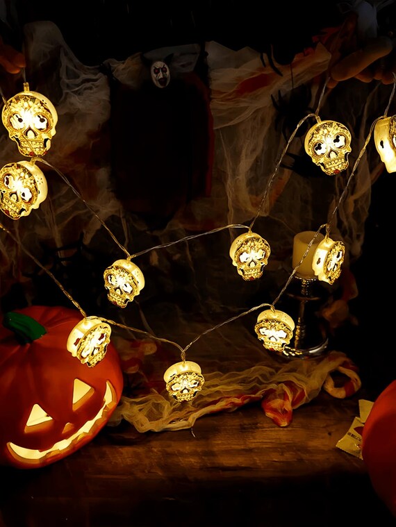Catena Luminosa A LED Per Halloween Con 20 Zucche, 3 Metri, Batteria, Impermeabile IP65, Decorazione Casa E Giardino
