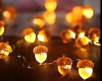 Decorative Fairy Acorn Mini String Lights 2D Thanksgiving Decoration Autumn Garland Cute Novelty Lights LEDs Battery-10led/20led/30led/50led