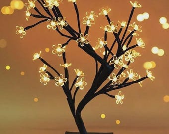 1 Pc LED Cherry Blossom Tree Light Table Desk Lamp USB Powered Flower Bonsai Tree Night Light For Home Festival Party Wedding Christmas