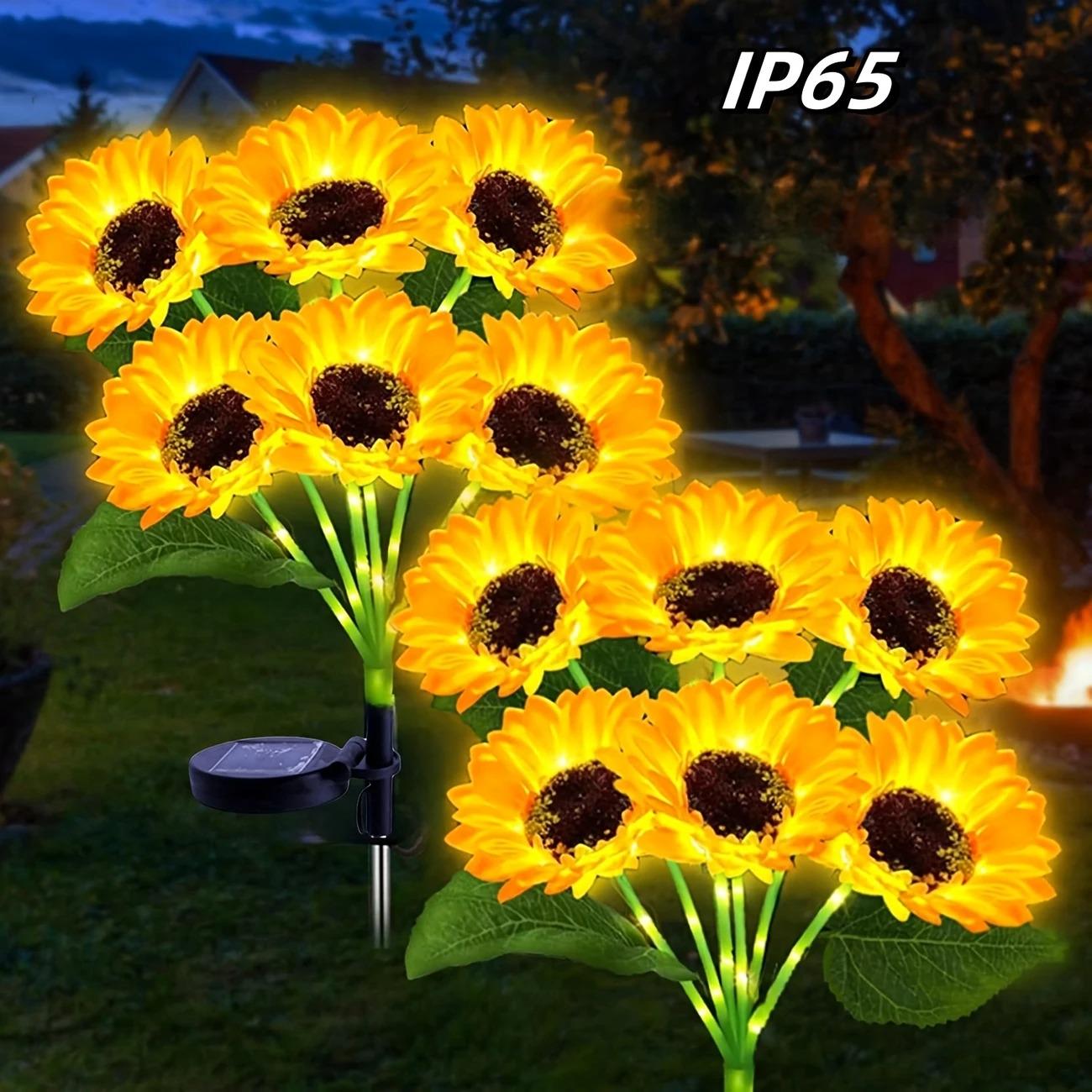 Solar Sonnenblumen Gartenstecker - LED leuchtende Pflanzenlampe, wasserdicht