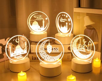 Ramadan LED Night Light: 3D Acrylic EID Mubarak Decor