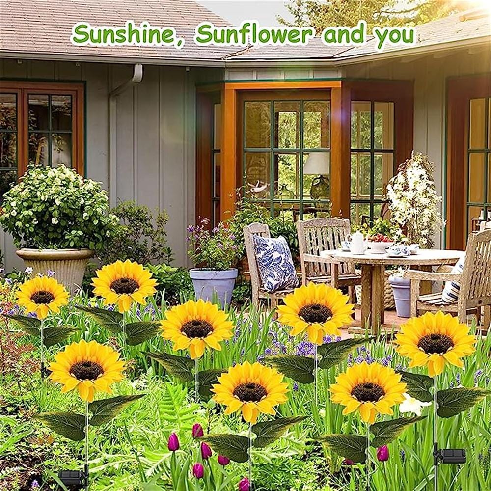 4 Luci Solari Da Giardino A Girasole Hogni | 2 In 1 Picchetto/Appendi | Impermeabili IP67 Per Esterno