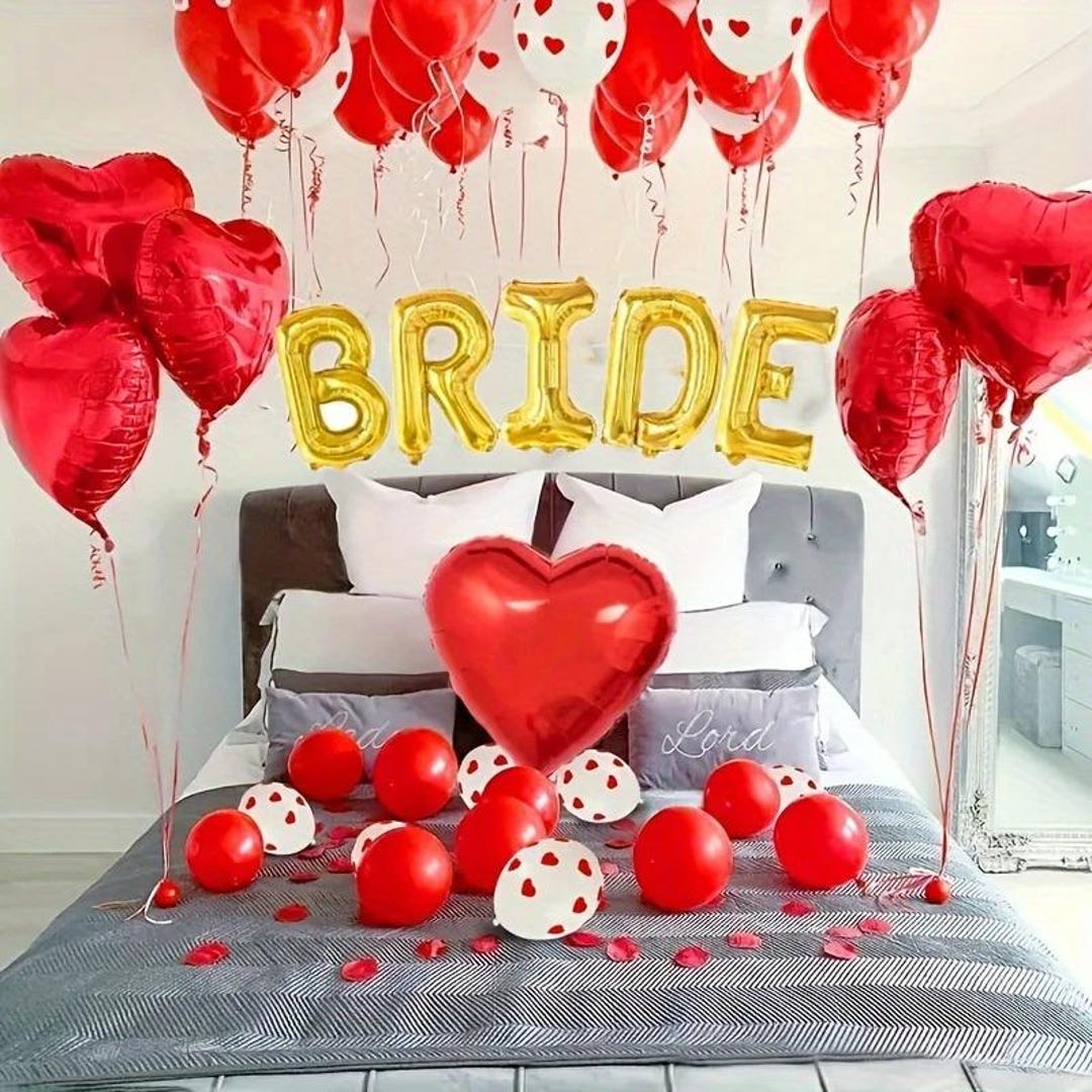 Braut, die Ballon-Set, rotes Herz-Brautparty-Dekor ist - Etsy Österreich, image size:1080x1080
