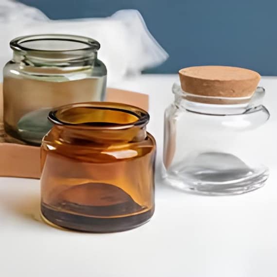 Handmade Amber Glass Candle Jar with Wooden Lid (100ml)