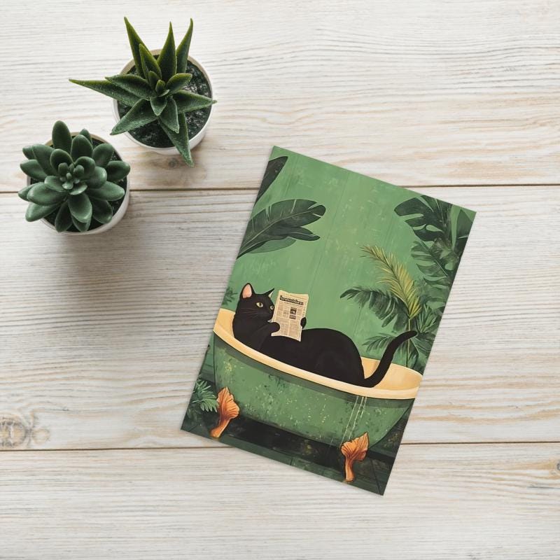 Cat Birthday Card - Cute Cat Lover Greeting Card, Funny Pet Birthday Wishes, Handmade Animal Invitation