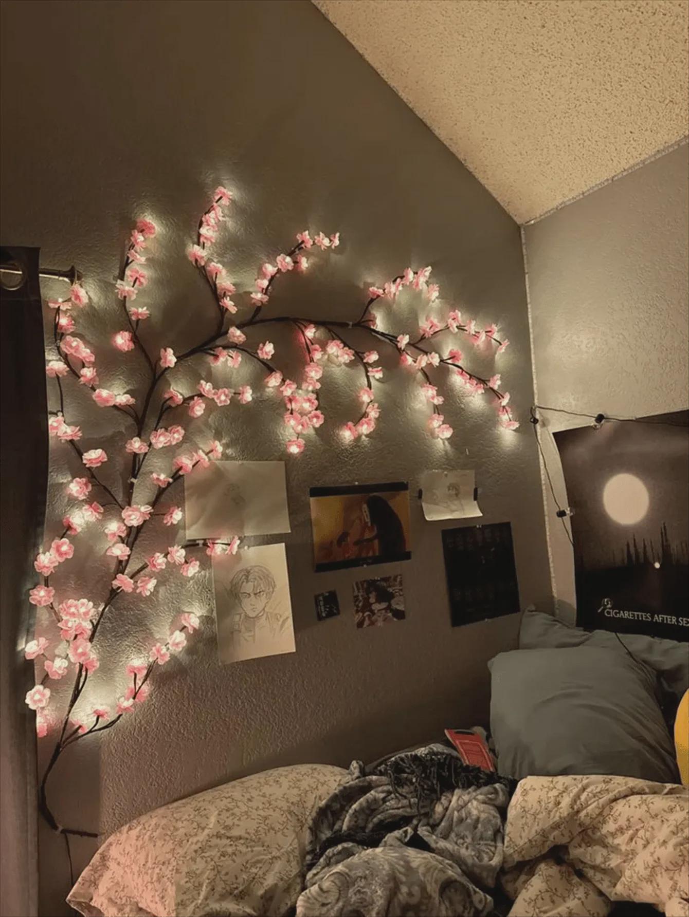 96 LED Cherry Blossom Tree Vine Lights (pink/blue), USB Powered With 8  Flashing Modes, Soft \u0026 Bendable,1pc 1.9m/6.23ft - - Etsy, image size:1340x1785