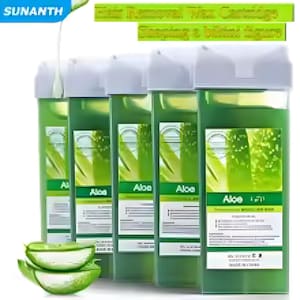 Cera en rollo con aloe vera, recambio de rodillo de cera, cartucho de cera depilatoria indoloro, calentador de cera para depilación corporal de bikini