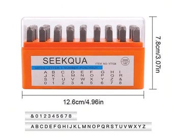 36Pcs Letter And Number Steel Metal Stamp Capital Letter And Number Punch Set(A~Z, &, 0-8) With Storage Case Wood Stamping (3mm)