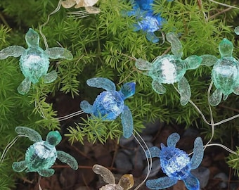 Strand-Thema Meeresschildkröte-Schnur-Lichter, dekorative Lichter des Ozeans, batteriebetriebenes Weihnachtsfest-Badezimmerdekor, 10-Fuß-LED-Leuchten