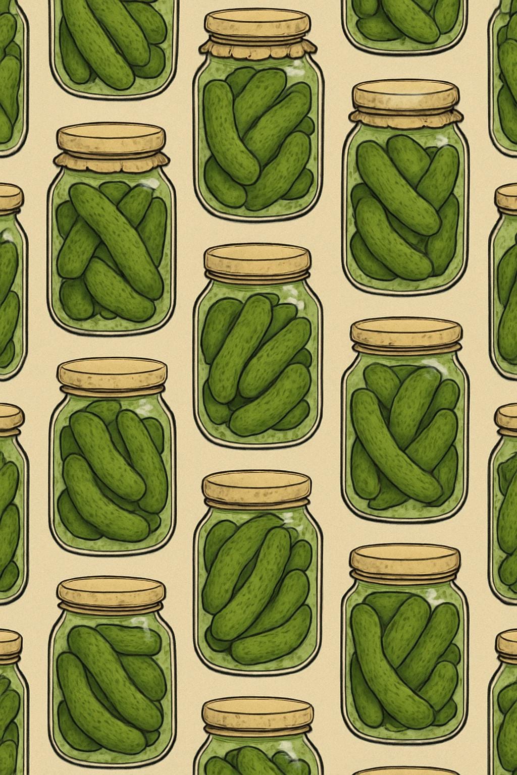 Pickles in a Jar Seamless Repeat Pattern for Fabric Sublimation ...
