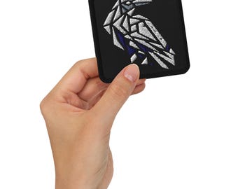 Bold Geometric Crow Patch – Minimalist Embroidered Raven Silhouette – Iron-On/Sew-On Modern Bird Patch