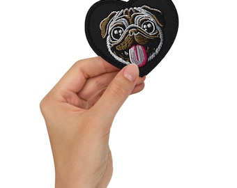 Cute Pug Embroidered Patch – Cute dog Iron-On/Sew-On Dog Lover Patch