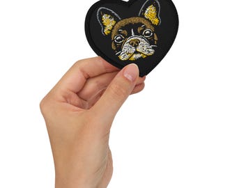 French Bulldog Embroidered Patch – Cute Dog Iron-On/Sew-On Patch – Minimalist Frenchie Badge for Jackets & Bags