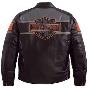 Blouson moto Screaming Eagle Rumble en cuir de vachette noir Harley Davidson pour homme avec double aération