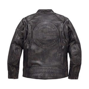 Dauntless cabriolet 2 en 1 Harley Davidson marron pour homme avec manches amovibles Blouson de moto en cuir véritable, cadeau parfait pour les motards