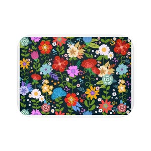 Floral Bath Mat - Decorative Bathroom Rug, Flower Pattern Mat, Non-Slip Bathmat, Home Decor Accent, Washroom Floor Cover, Nature Inspired