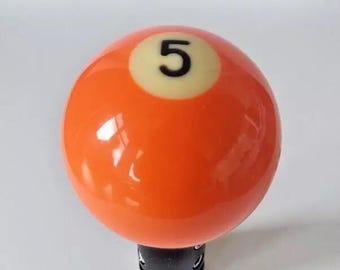Pool Ball Gear Knob - orange spot 5 ball - Universal Fitment 8mm to 14mm diameter gear lever
