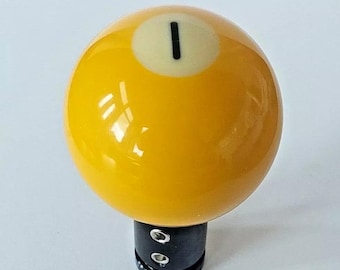 Pool Ball Gear Knob - yellow spot 1 ball - Universal Fitment 8mm to 14mm diameter gear lever