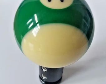 Pool Ball Gear Knob - green stripe 14 ball - Universal Fitment 8mm to 14mm diameter gear lever