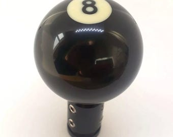 Pool Ball Gear Knob - black spot 8 ball - Universal Fitment 8mm to 14mm diameter gear lever
