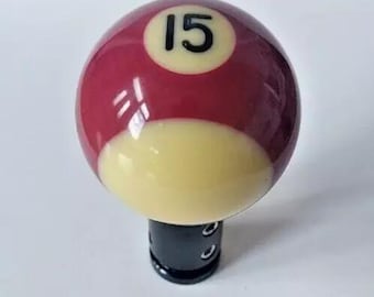Pool Ball Gear Knob - maroon stripe 15 ball - Universal Fitment 8mm to 14mm diameter gear lever