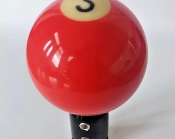 Pool Ball Gear Knob - red spot 3 ball - Universal Fitment 8mm to 14mm diameter gear lever