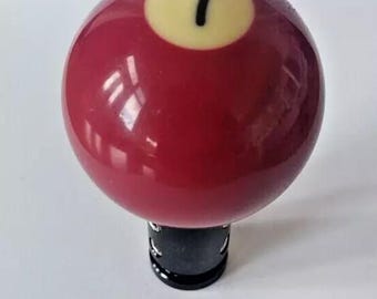Pool Ball Gear Knob - maroon spot 7 ball - Universal Fitment 8mm to 14mm diameter gear lever