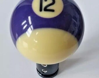 Pool Ball Gear Knob - purple stripe 12 ball - Universal Fitment 8mm to 14mm diameter gear lever