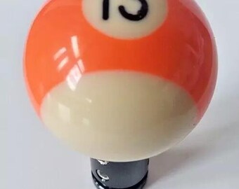 Pool Ball Gear Knob - orange stripe 13 ball - Universal Fitment 8mm to 14mm diameter gear lever