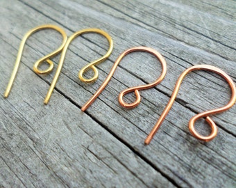 Handmade French Hook Ear Wires Choose From Sterling Silver, Copper, Oxidized Copper or NuGold 5 Pairs