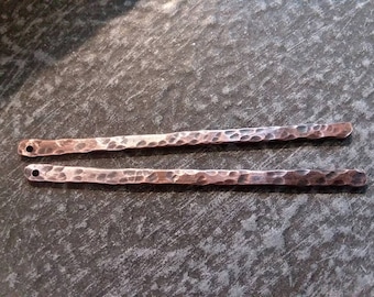 Handmade Hammered Metal Textured Bars, 12g, Jewelry Findings (2 pc)