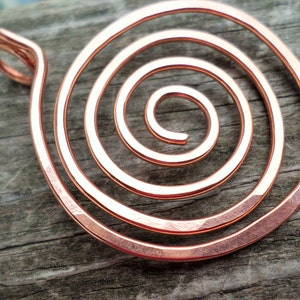 Large Copper, Oxidized Copper or NuGold Brass Swirl Pendant 50mm image 2