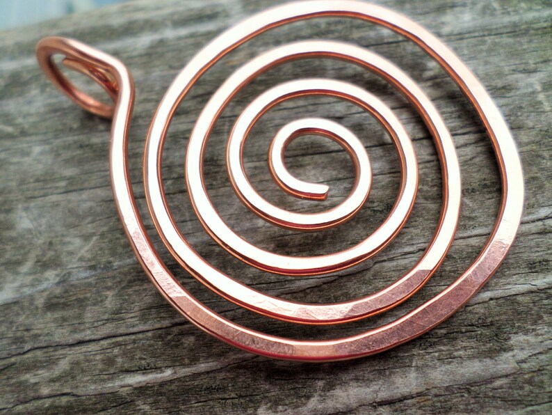 Large Copper, Oxidized Copper or NuGold Brass Swirl Pendant 50mm image 2