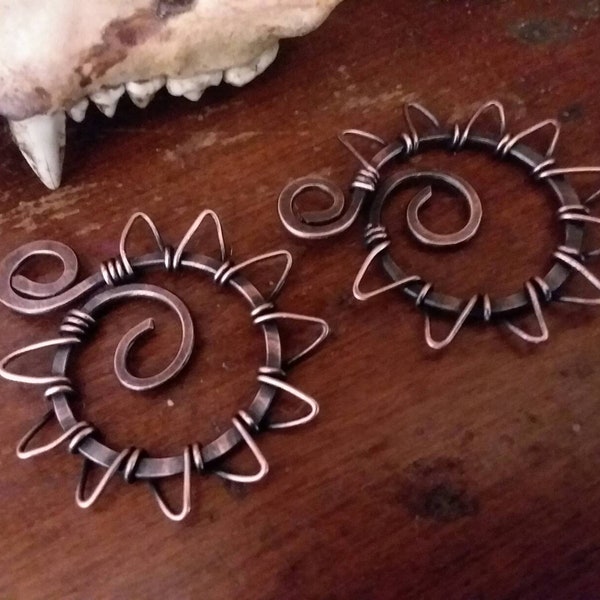 Limited Edition Artisan Components Shown in Oxidized Copper, Hand forged 2pcs