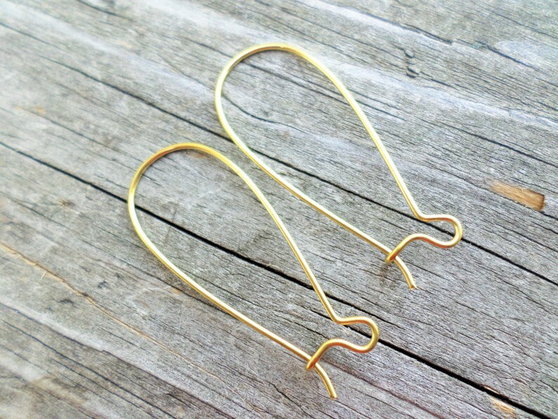 Kidney Ear Wires Brass 33mm Long 10 Pairs Etsy