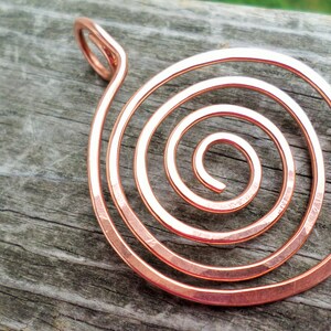 Large Copper, Oxidized Copper or NuGold Brass Swirl Pendant 50mm image 3