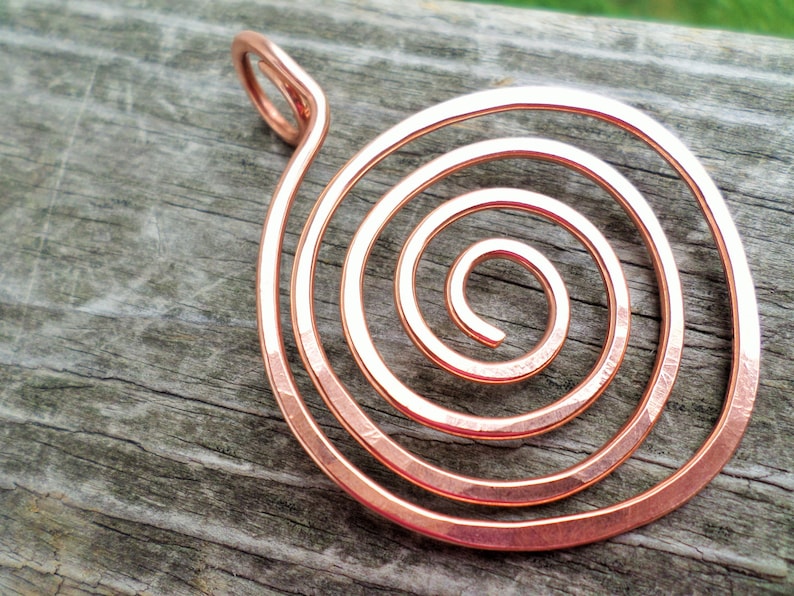 Large Copper, Oxidized Copper or NuGold Brass Swirl Pendant 50mm image 3