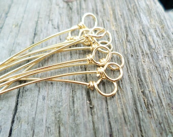 Wrapped Loop Eye pins Choose from Sterling Silver, Oxidized Sterling, Copper, Oxidized Copper or NuGold 22g  25pcs