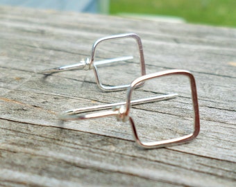 Square Hook Ear Wires Handmade Choose from Sterling Silver, Copper, Oxidized Copper or NuGold 1 pair