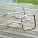 Large Square Loop Hook Ear Wires Handmade Choose from Sterling Silver, Copper, Oxidized Copper or NuGold 1 pair