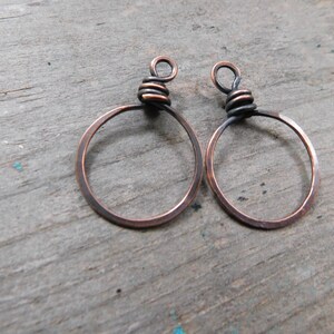 Hand Forged Rustic Hoops, Copper, NuGold, or Sterling image 4