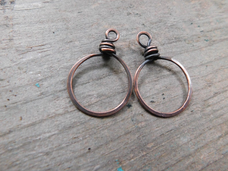 Hand Forged Rustic Hoops, Copper, NuGold, or Sterling image 4