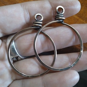 Hand Forged Hoops, Copper, NuGold, Sterling And Verdigris Patina
