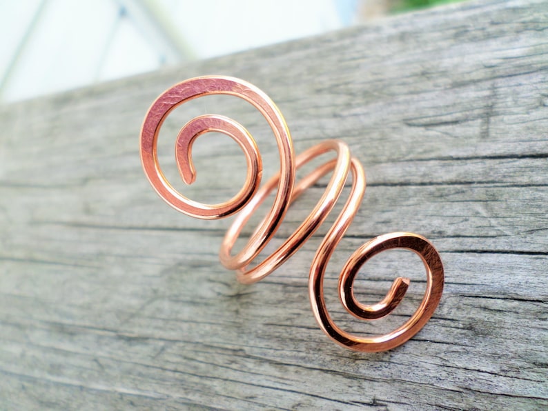 Open Swirl Ring, Sterling Silver, Copper, NuGold Bild 1