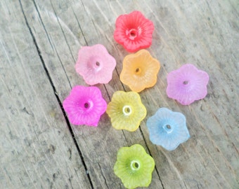 Lucite Flower Beads Pastel Assortment 12mm X 4mm 20pcs