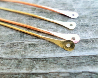 Paddle Pins/16g with 1.25mm Choose from Sterling,Oxidized Sterling, Copper, Oxidized Copper or NuGold 10 pcs